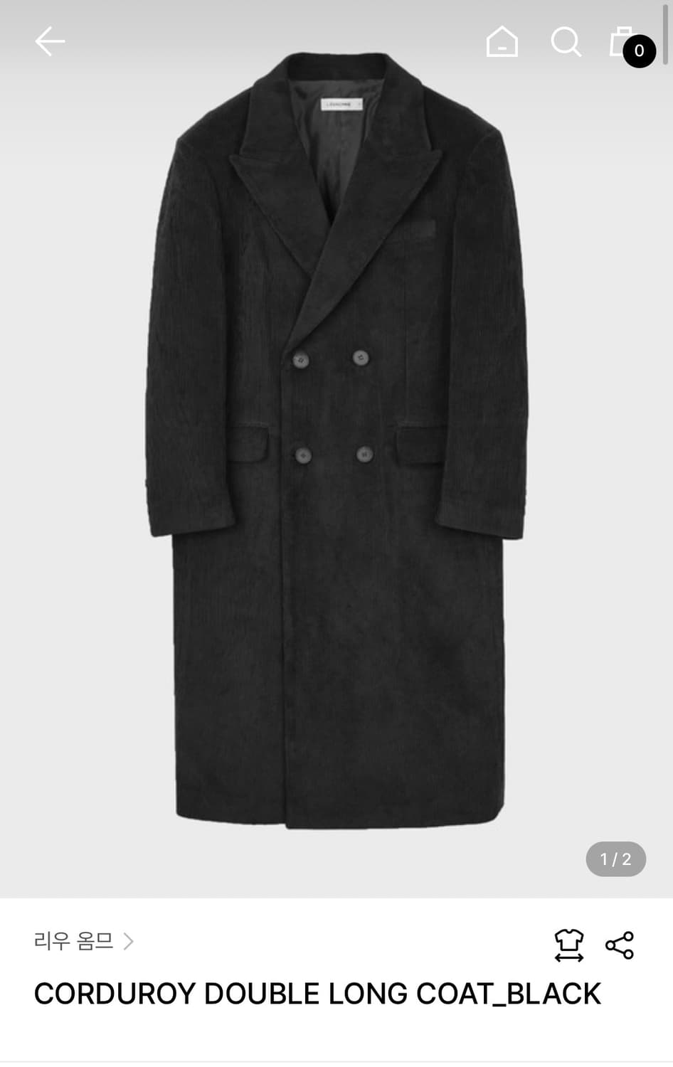 리우 옴므 코듀로이 롱 코트 L사이즈 상품이미지1