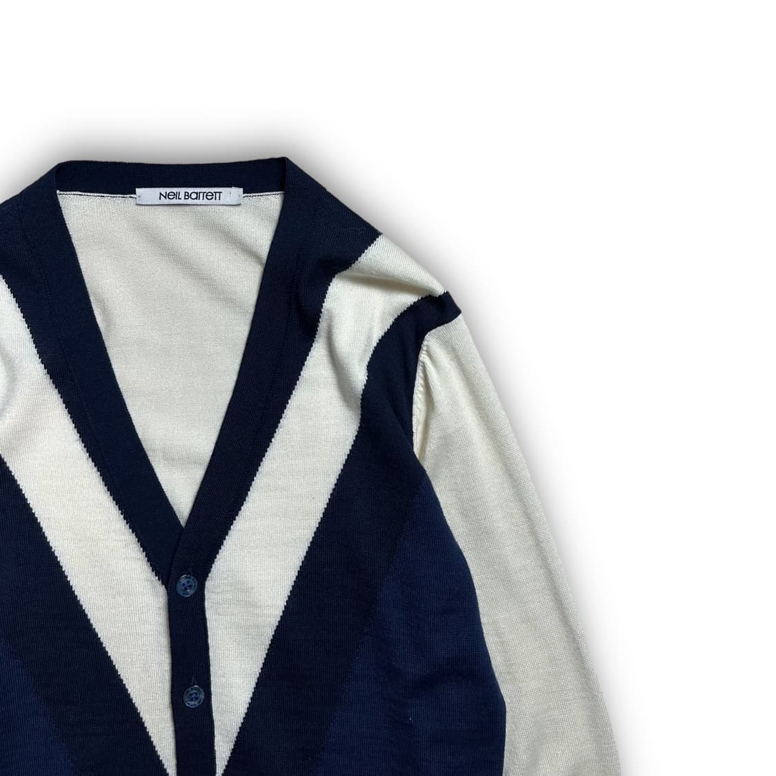 닐바렛 네이비 화이트 가디건 상품이미지1