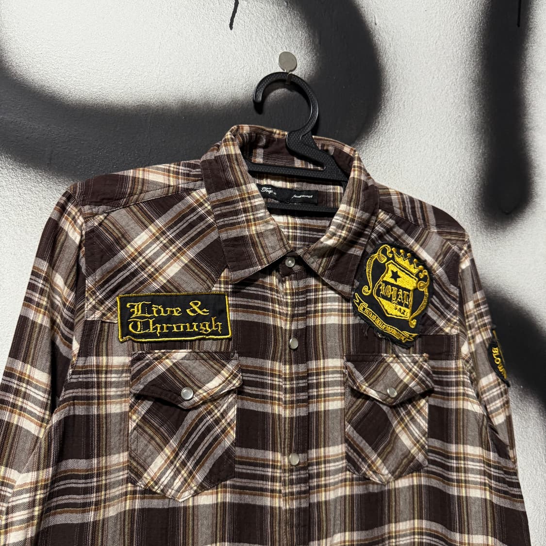 VTG 빈티지 멀티 패치 타탄 체크 더블포켓 긴팔 셔츠 상품이미지3