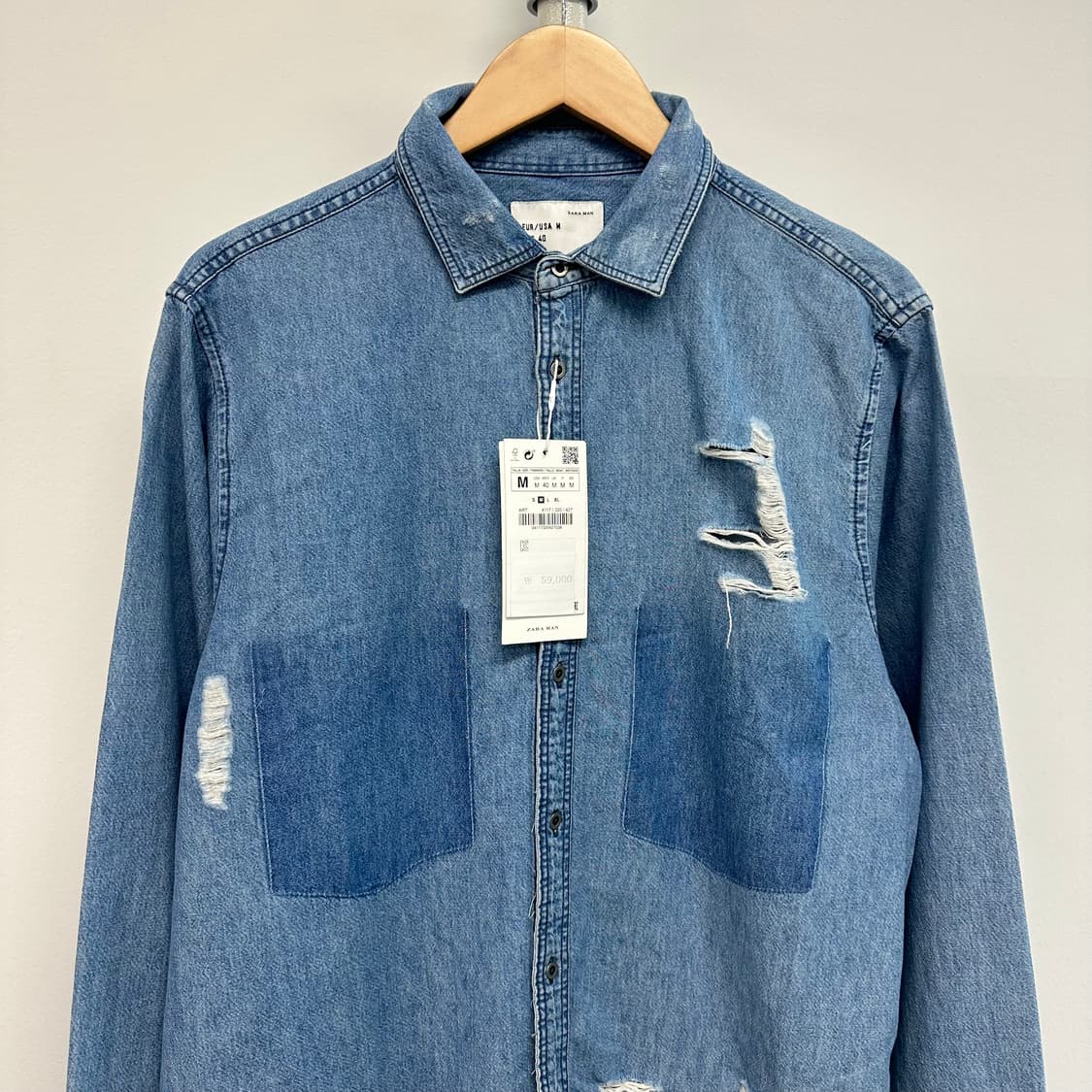 자라 워시드 데미지 셔츠 새상품 상품이미지2