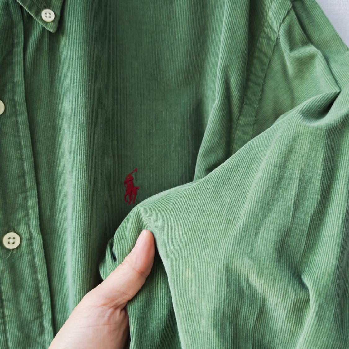 폴로 랄프로렌 커스텀핏 코듀로이 셔츠 올리브 그린 XL 상품이미지9