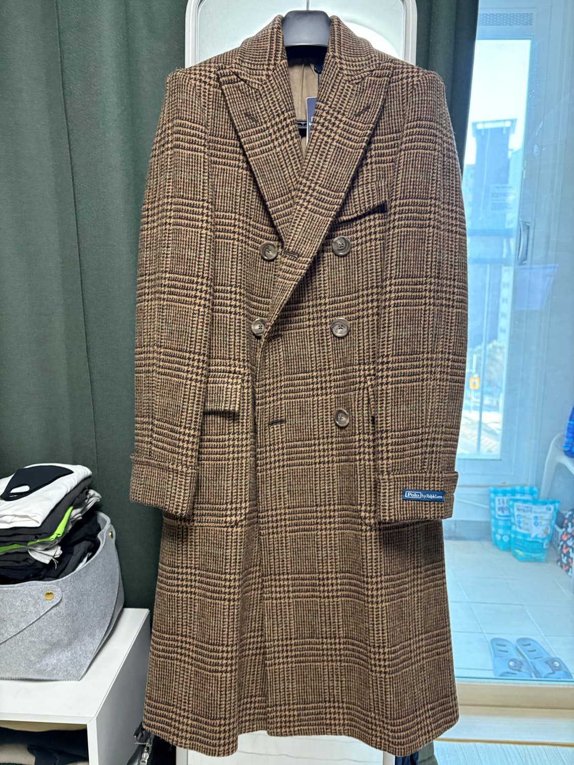 폴로 랄프로렌 글렌체크 더블 코트 S 상품이미지3