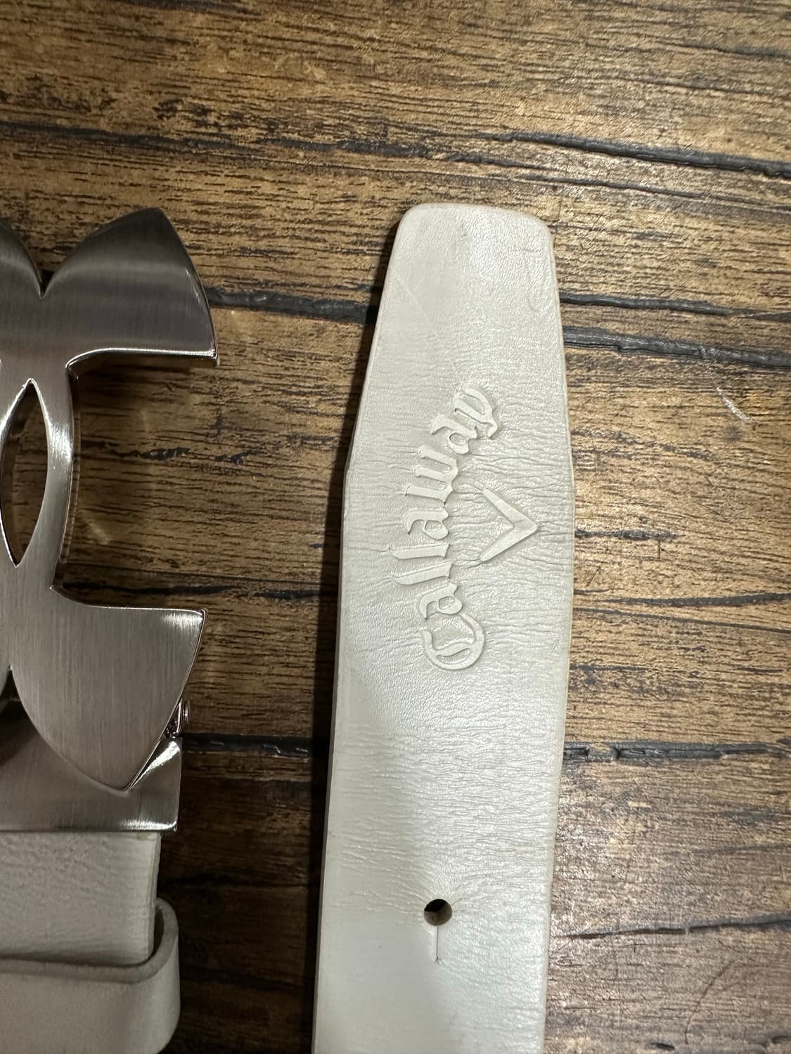 캘러웨이(Callaway) 빅로고 버클 화이트 가죽 골프 벨트 상품이미지6