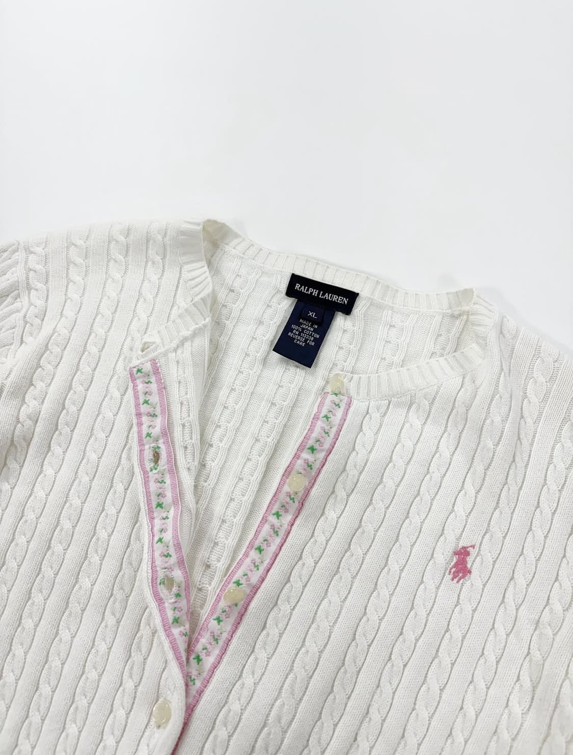 폴로 랄프로렌 크림 아이보리 여성 케이블 니트 가디건  상품이미지3