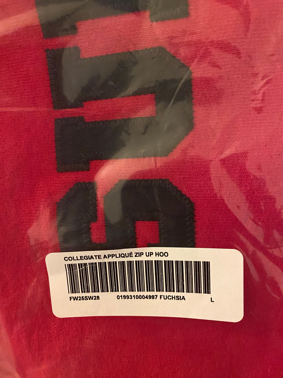 (새제품/L,XL) 슈프림 25FW 컬리지에이트 후디/후드집업 푸시아컬러 상품이미지2