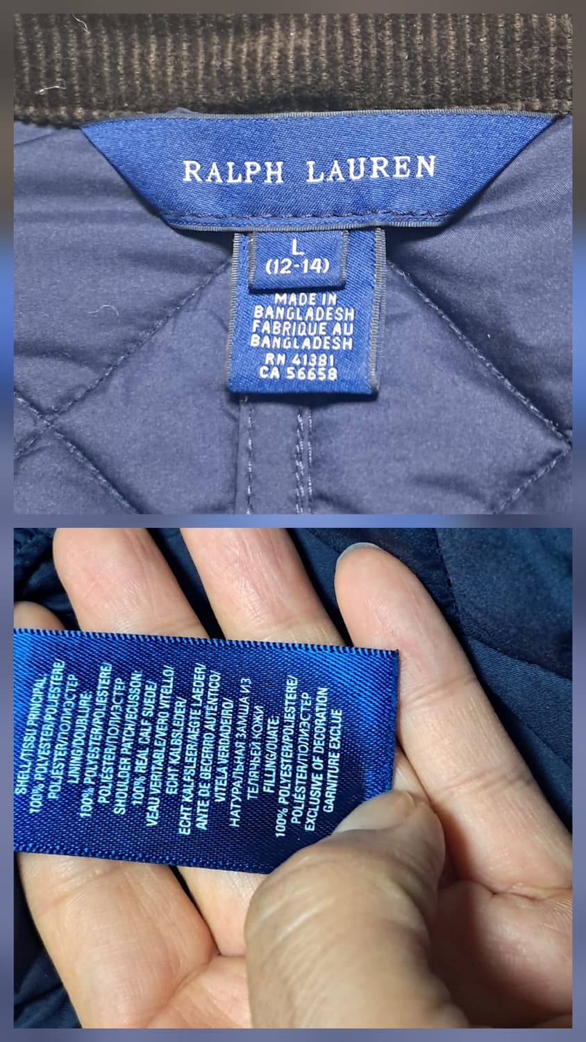 폴로랄프로렌 네이비 퀼팅 자켓 L (12-14세)44~날씬55 상태상급 상품이미지7