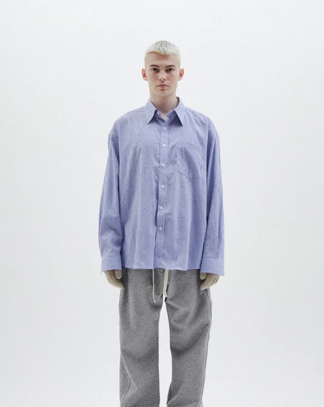 (1회착용) 윈더(WINDER) 윙클 스트라이프 셔츠 - L 사이즈 상품이미지3