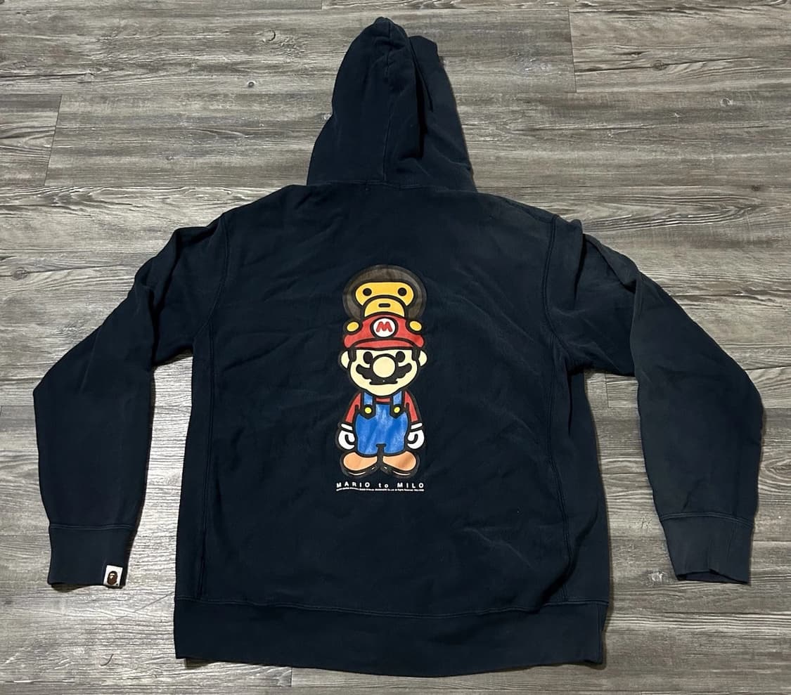 베이프 베이비 마일로 x 슈퍼 마리오 후드집업 블랙 상품이미지3