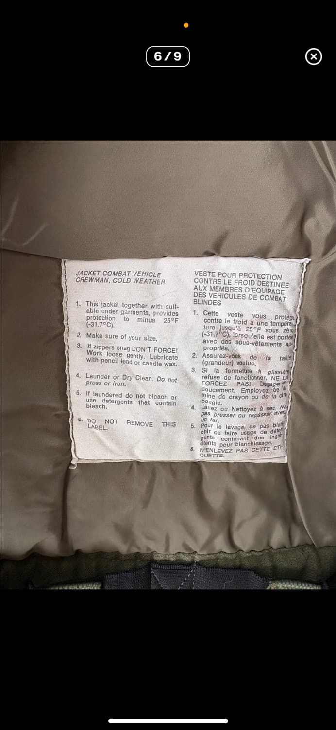 90s 캐나다군 빈티지 탱커 자켓(XL) 상품이미지6