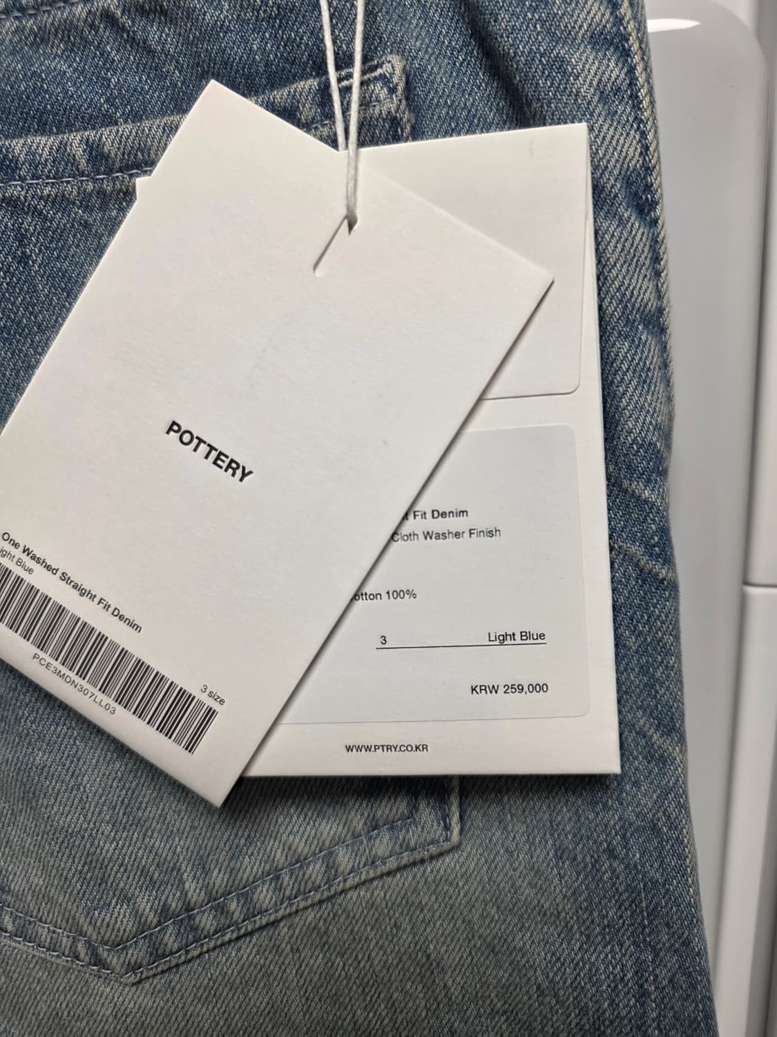 포터리 셀비지 원워시드 스트레이트 데님 3Size포터리 셀비지 원워시드  상품이미지4