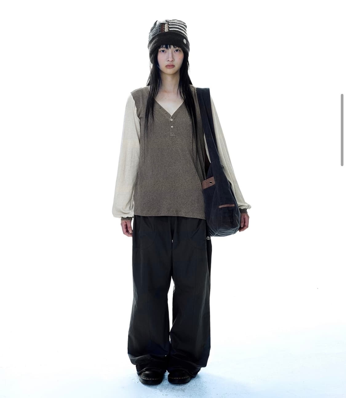 코이세이오 레이스 코튼 팬츠 네이비 상품이미지2