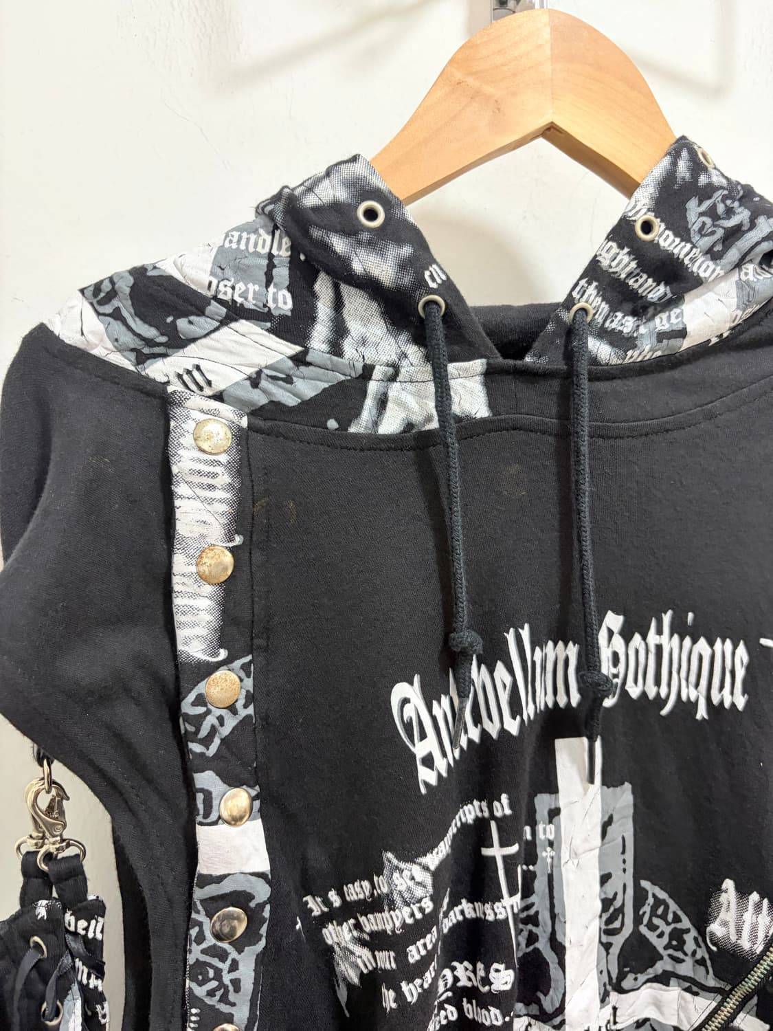 Y2k 매드 펑크맛 스컬 후드 티셔츠 상품이미지4