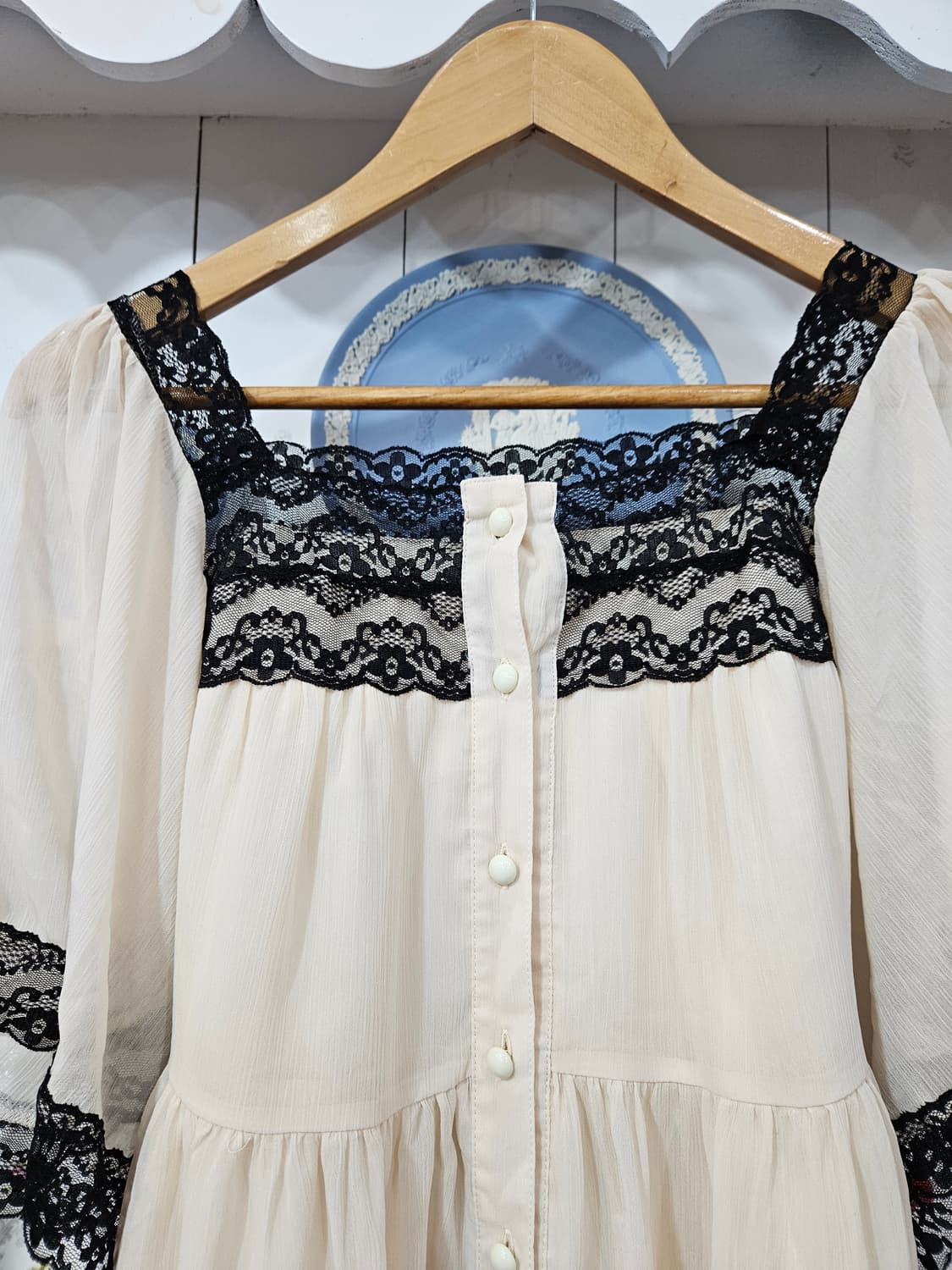 아이보리 블랙 레이스 로맨틱 원피스 상품이미지4