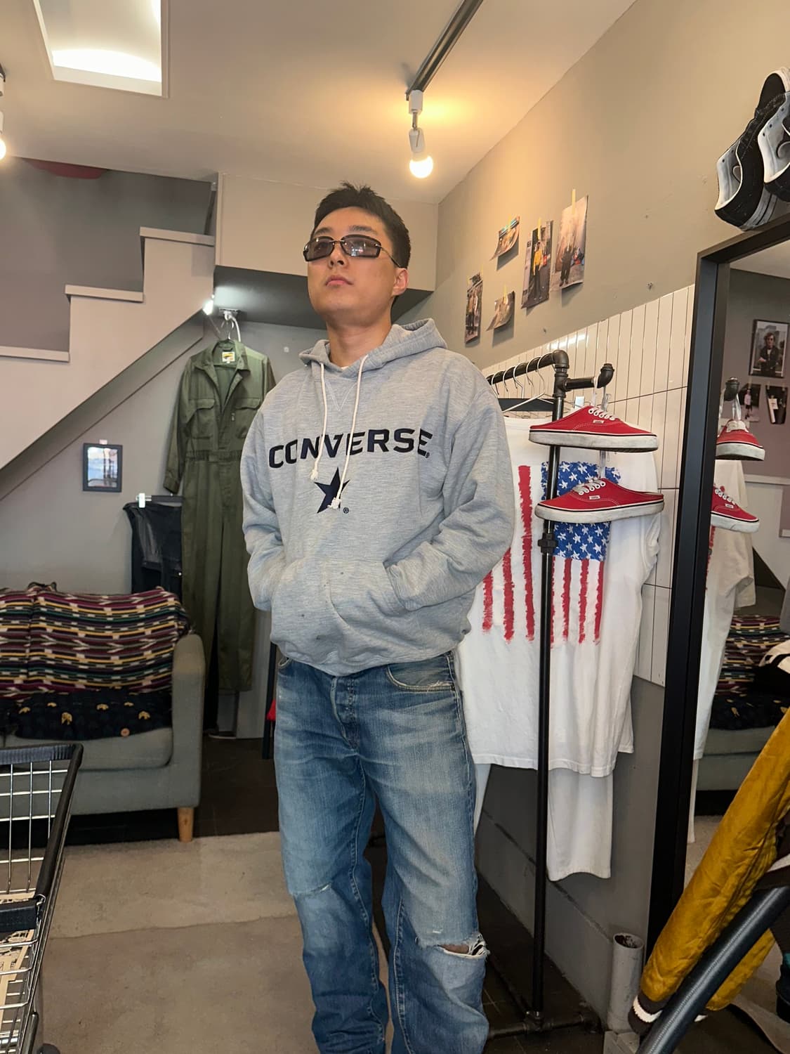 90‘s Converse big logo hood sweatshirt  상품이미지1