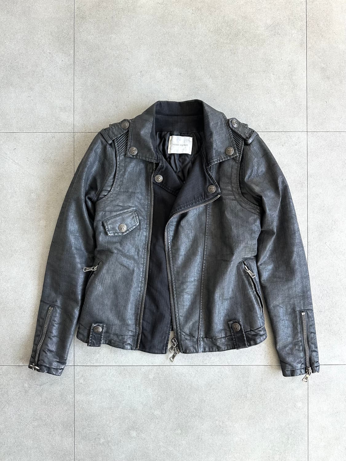 발망 왁스코팅 퀼팅 바이커 자켓 상품이미지3