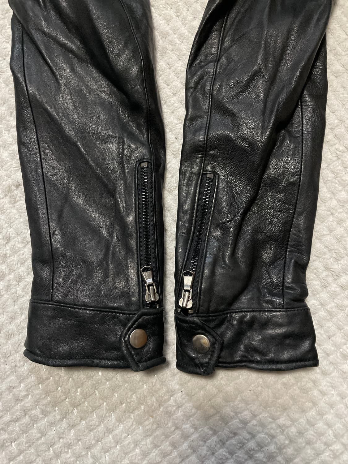 웨스턴 무드 램스킨 양가죽 절개 포켓 레더 자켓  상품이미지7