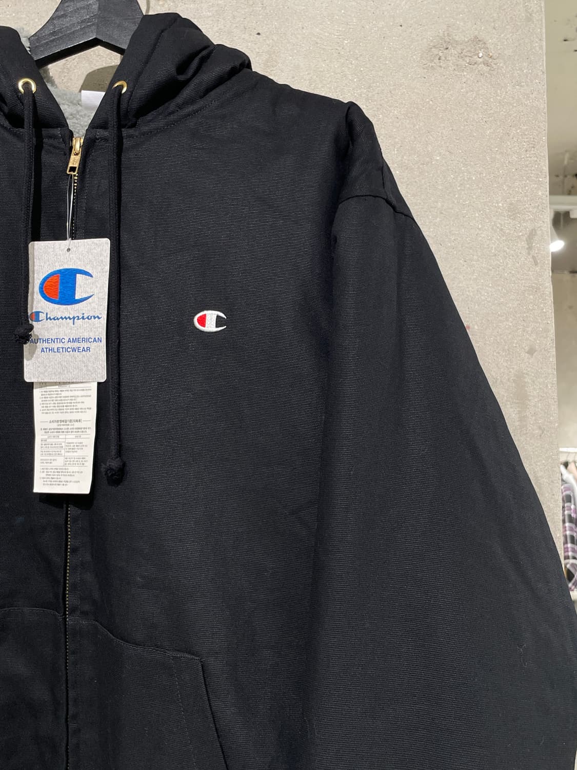 챔피온 블랙 플리스 라이닝 후디 집업 자켓 상품이미지3