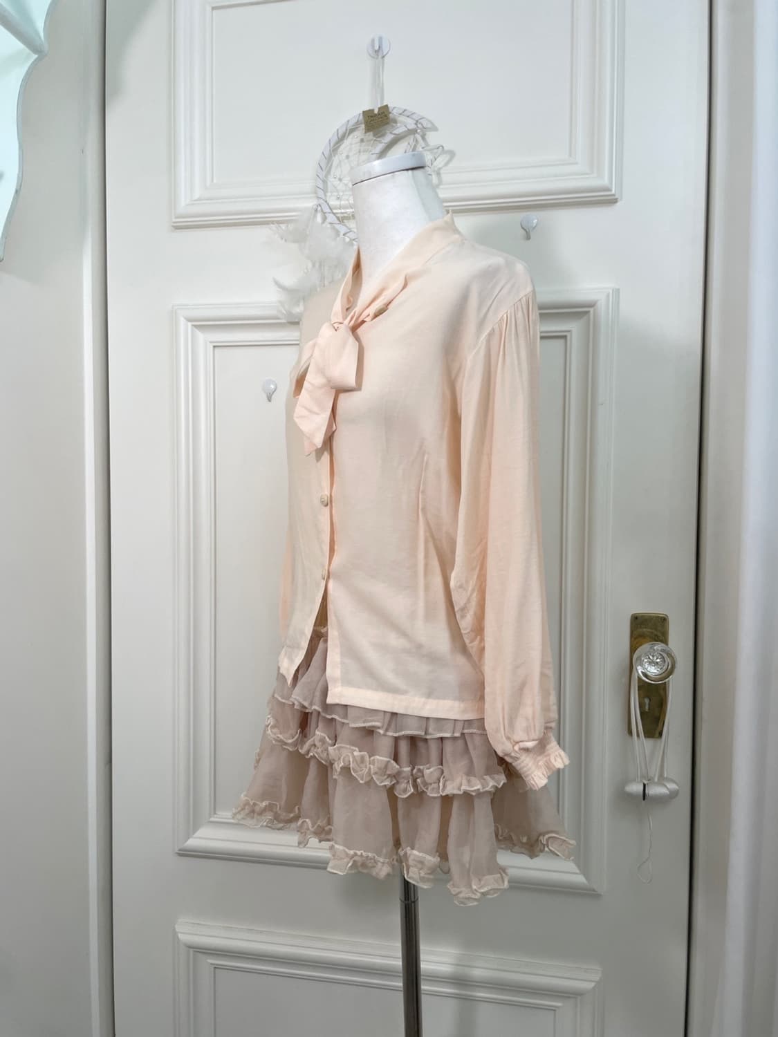 coral bow point spring blouse 상품이미지2