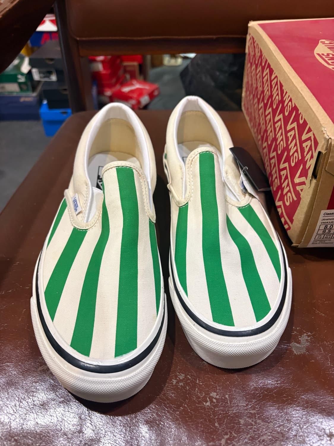 [260]반스 클래식 슬립온 스트라이프 흰녹 상품이미지1