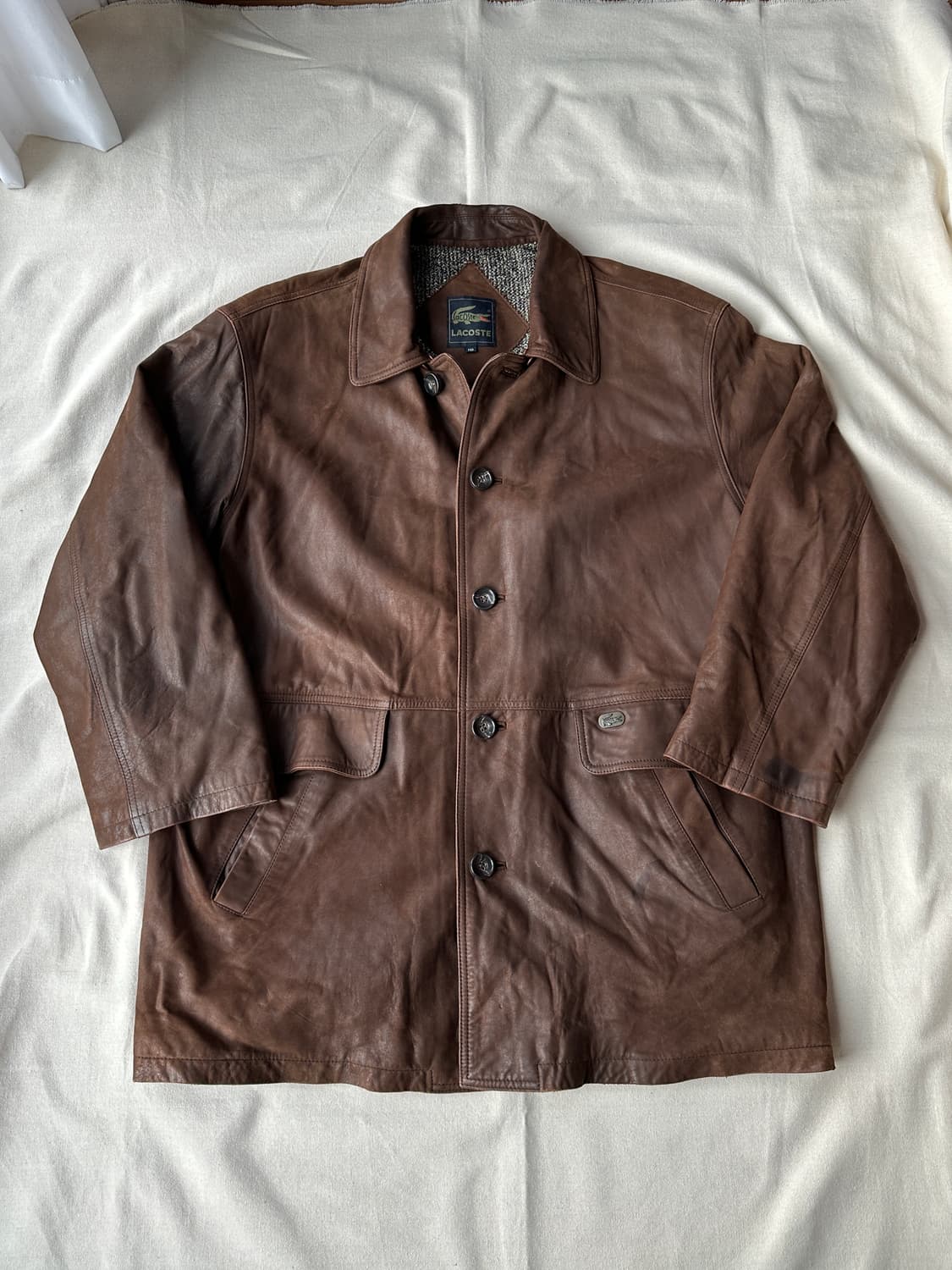 라코스테 90s 양가죽 레더 하프코트 110 오버핏 상품이미지1