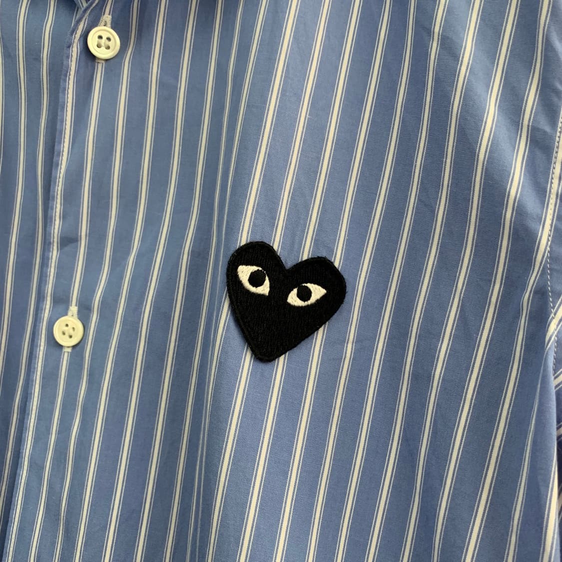 L 꼼데가르송 여성 블루 스트라이프 반팔 셔츠 블라우스 상품이미지4