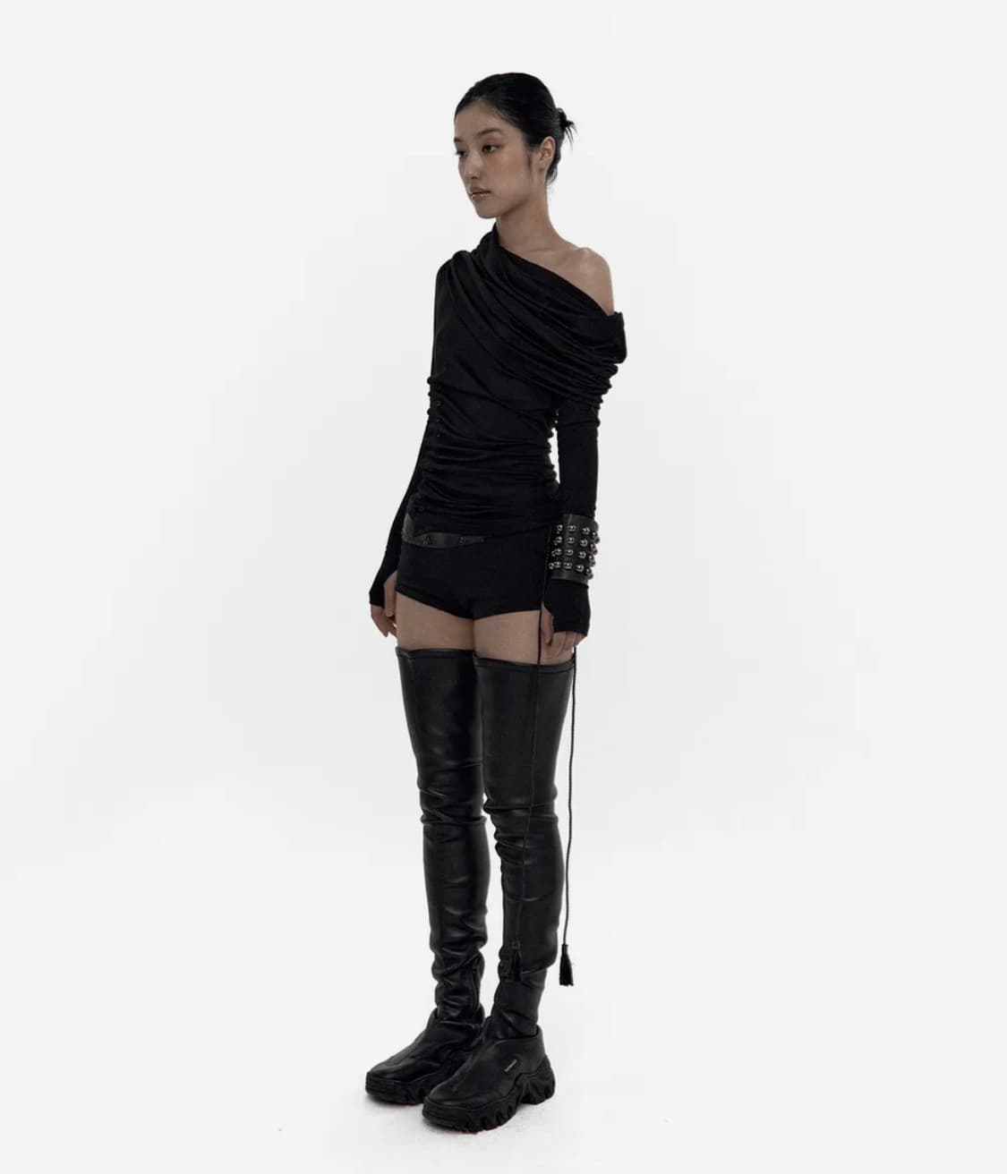 카시코카울버튼오프숄더롱슬리브플리즈노팔로우나체보헴서2000아카이브스오도어 상품이미지4