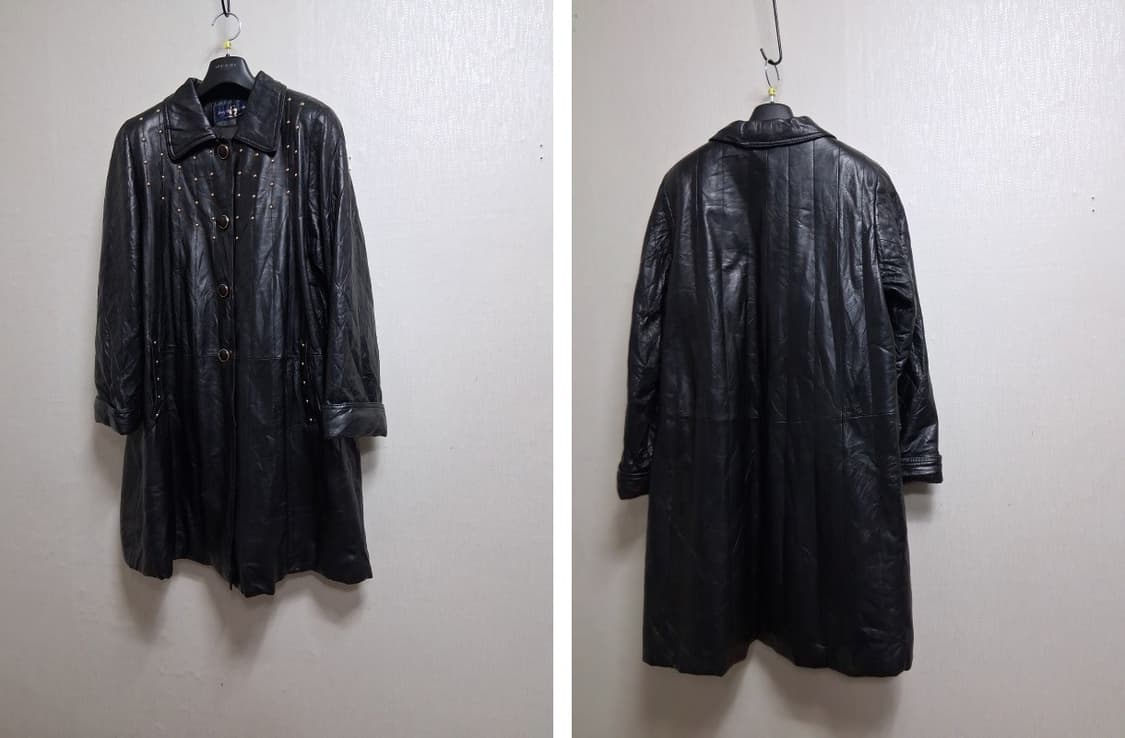 일본빈티지 SHVNING HEART 검정 양가죽코트 퀼팅양가죽코트 프리사 상품이미지3