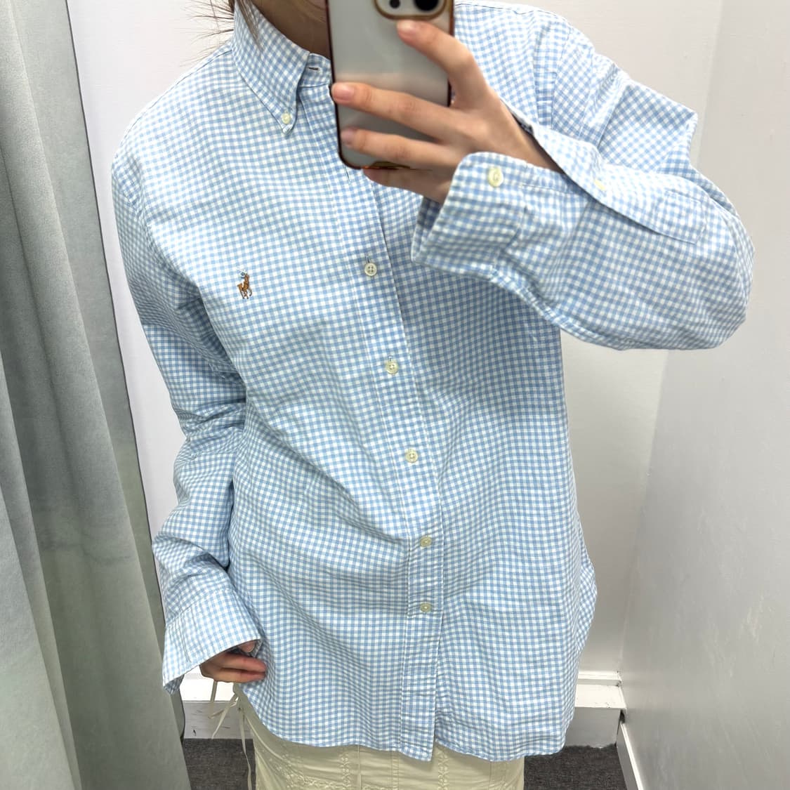 폴로 블루 체크 클래식핏 셔츠 상품이미지1