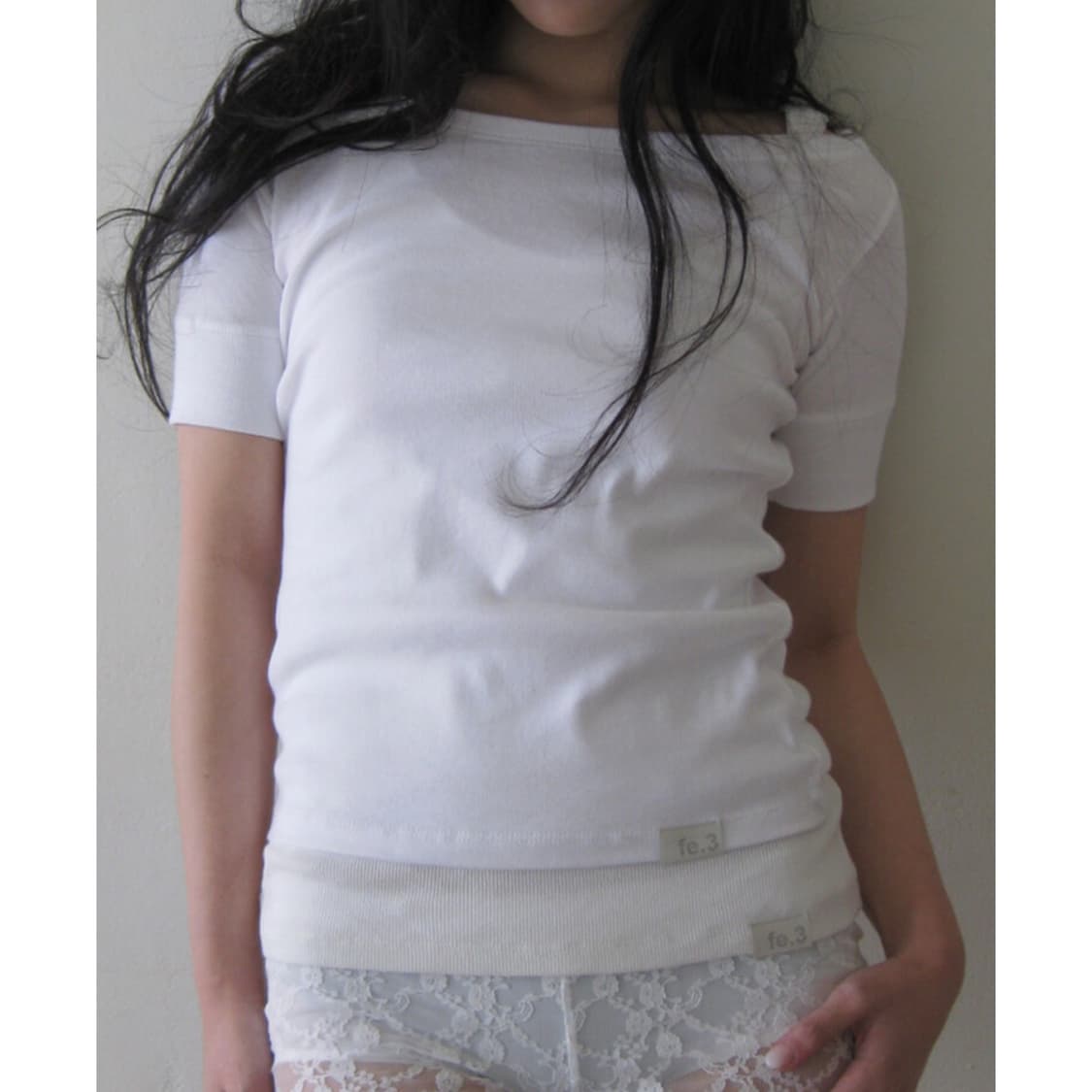 샵페어리 립 하프 탑 화이트 반팔 티셔츠 상품이미지8
