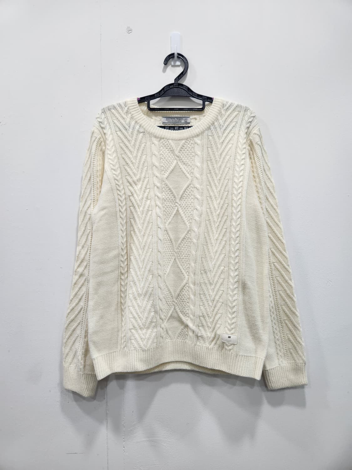 장 미셸 바스키아 크림색 케이블 니트 스웨터 남성 105사이즈 상품이미지1