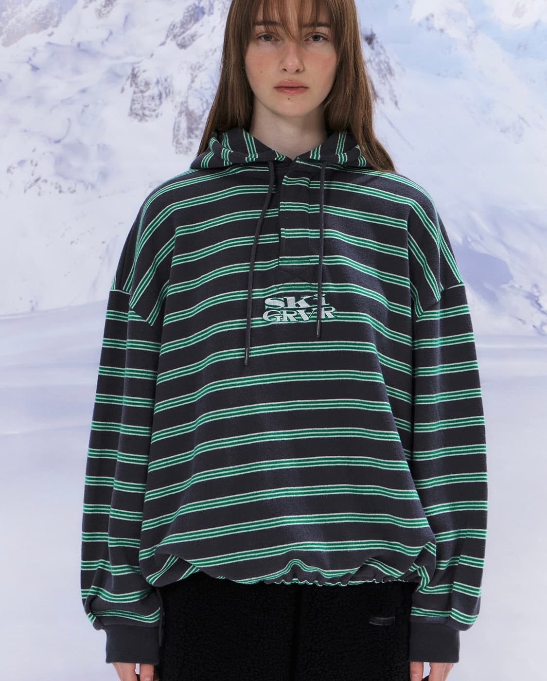 그로브 GRAFICO STRIPE HOODIE GREY 상품이미지2