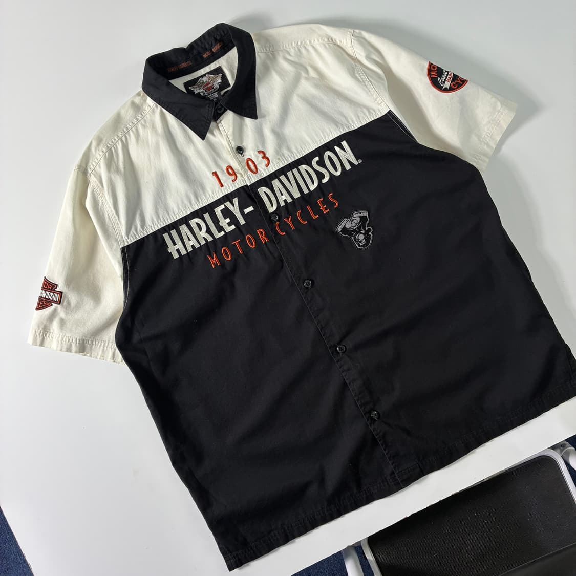 Harley davidson  할리 데이비슨 실루엣 쉴드 반팔 셔츠 상품이미지2