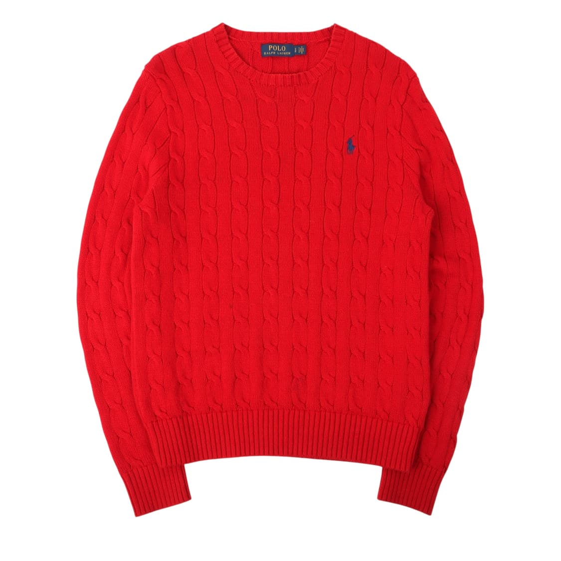 폴로 랄프로렌 레드 코튼 케이블 니트 스웨터 상품이미지1