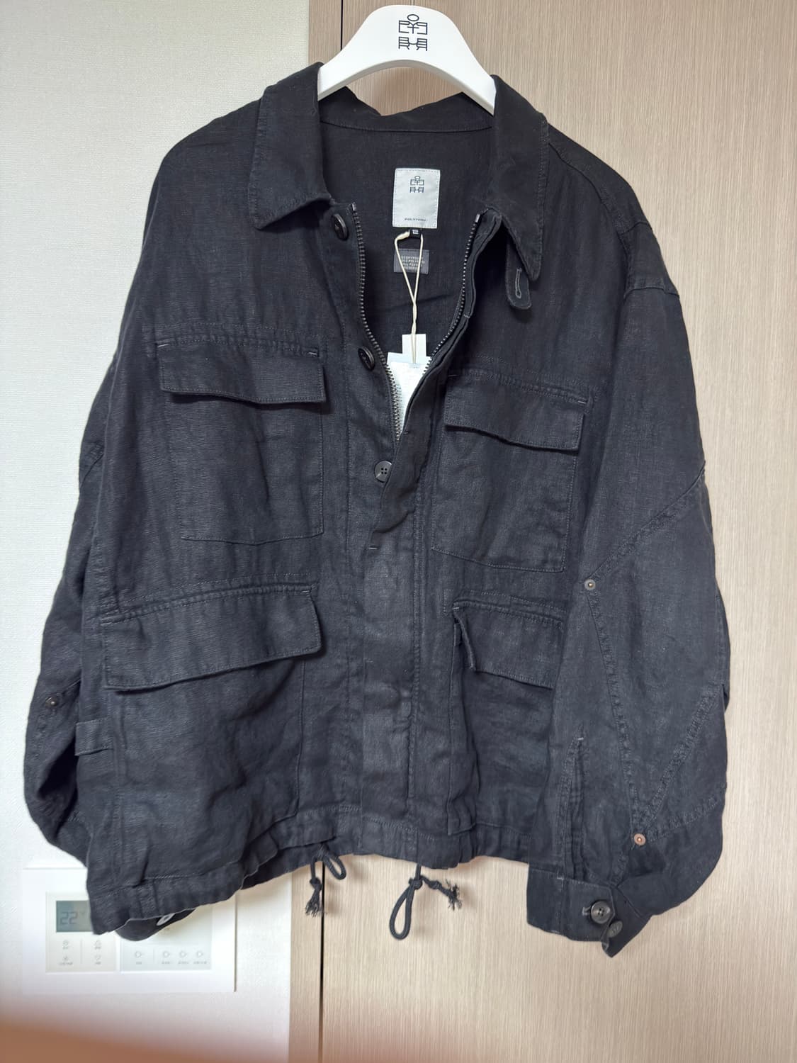 [2] 25fw 폴리테루 린넨 필드 자켓 워시드 블랙 상품이미지1