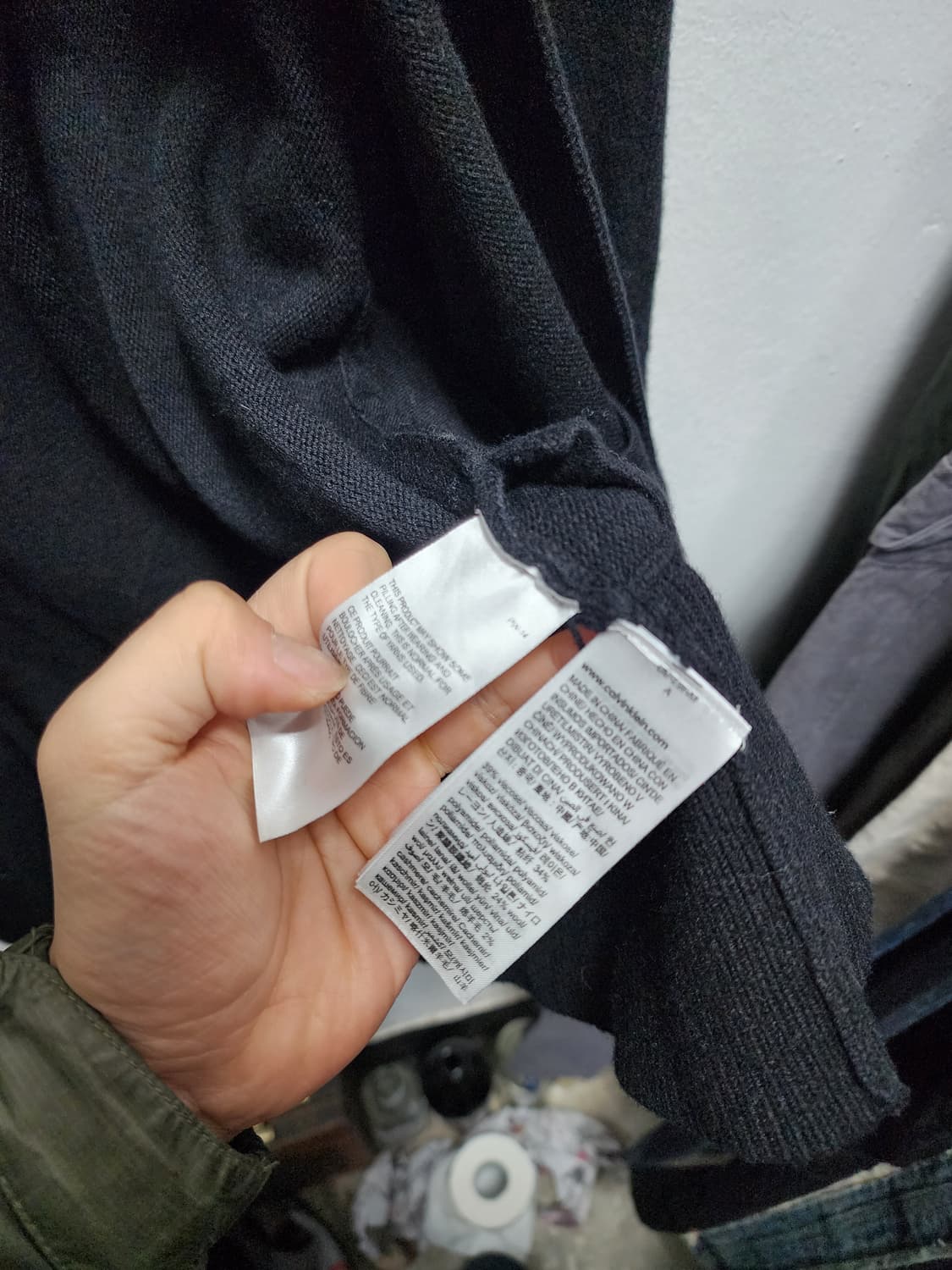 캘빈클라인 wool 블랙 로고 롱 가디건 상품이미지4