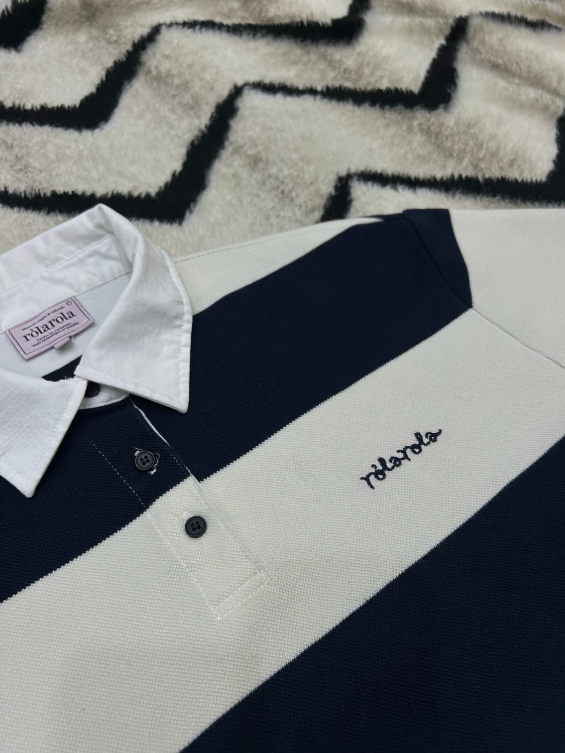 로라로라 스트라이프 카라 긴팔/네이비아이보리 상품이미지1