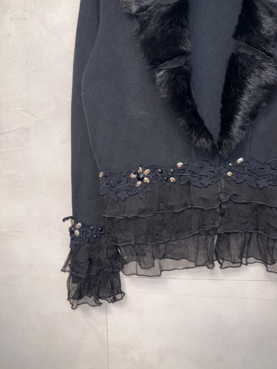 Black rabbit fur fairy cubic silk 가디건 상품이미지4