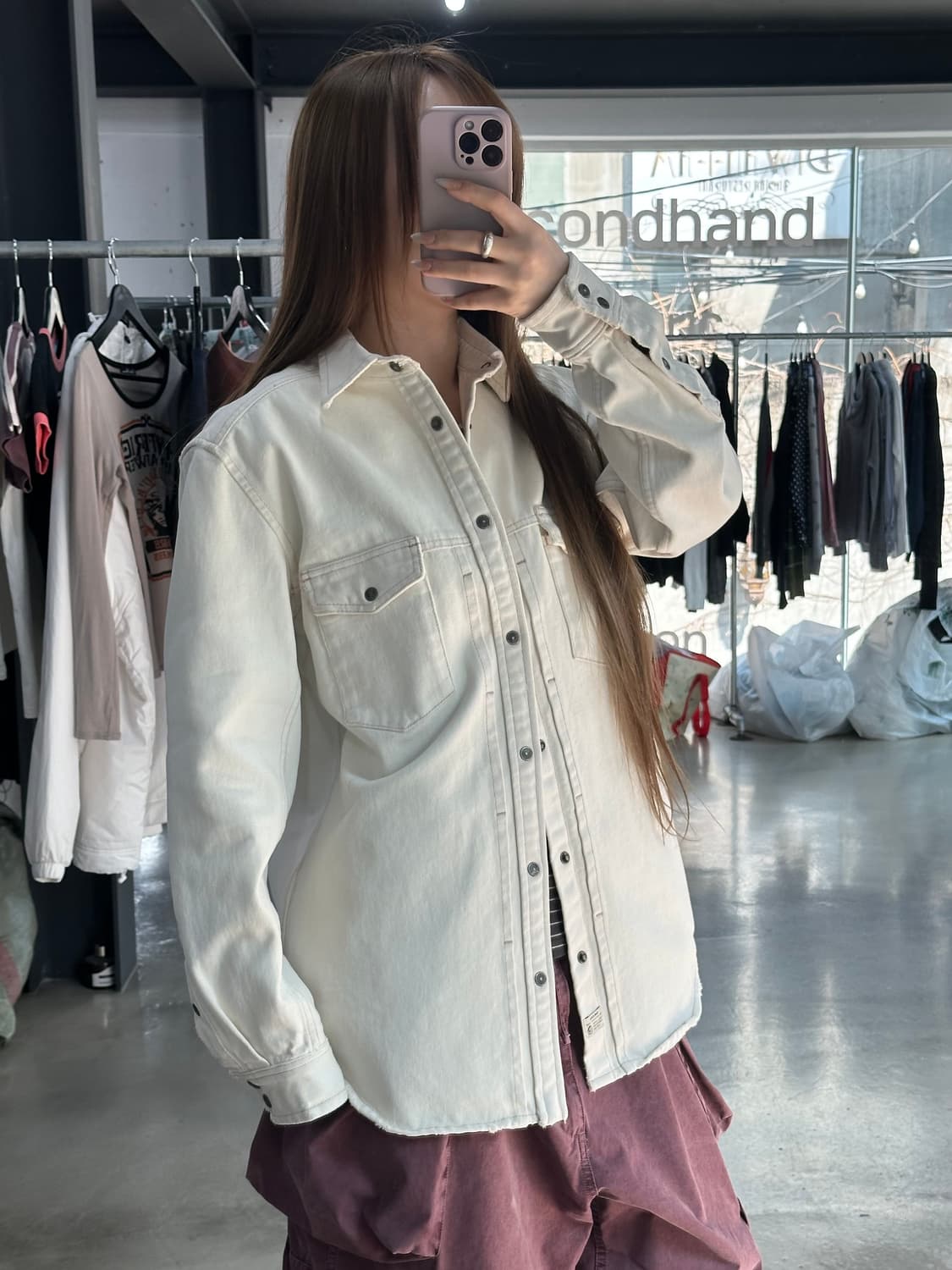 디젤 코튼 웨스턴 셔츠 화이트 상품이미지3