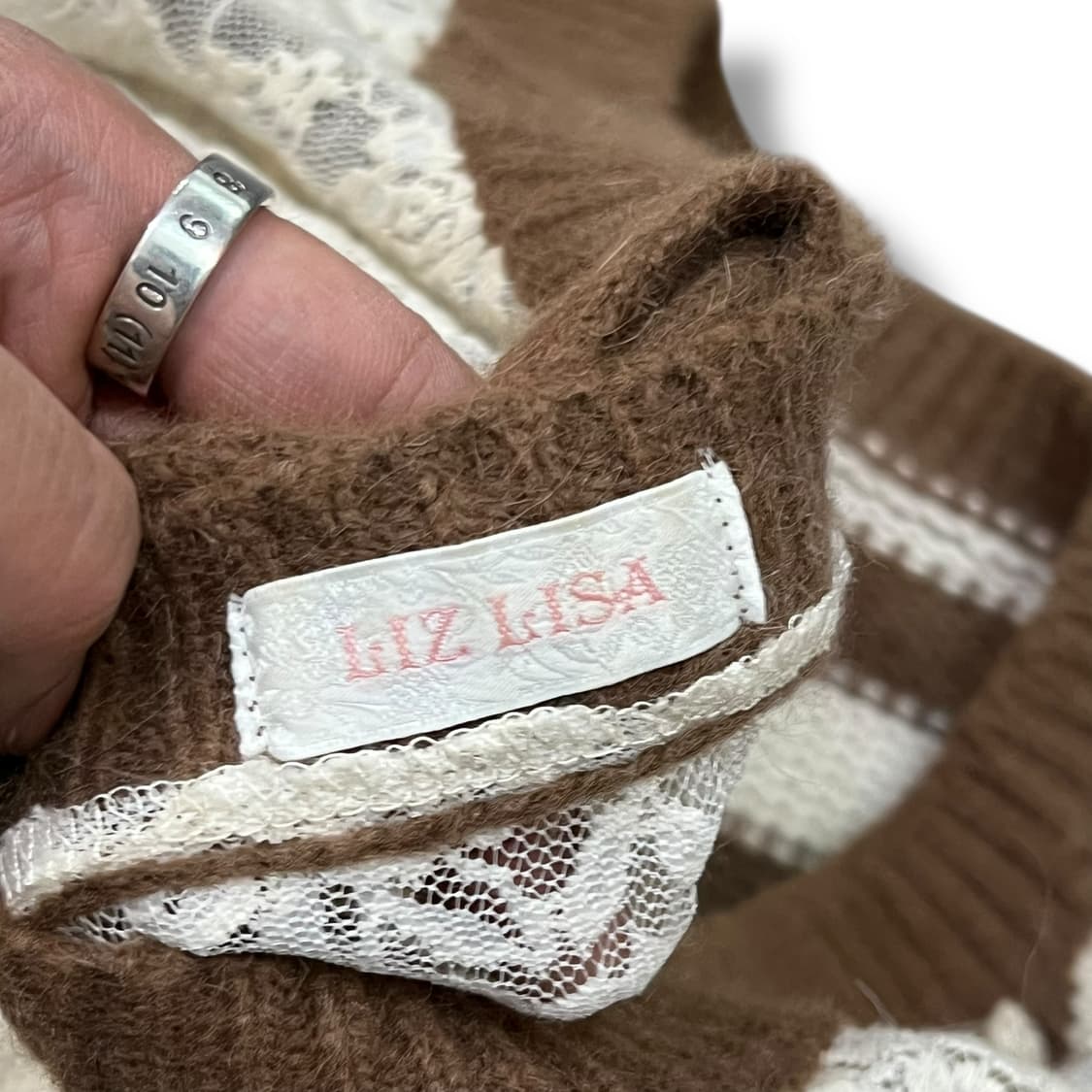  리즈리사 레이스 스트라이프 니트 y14214 상품이미지8