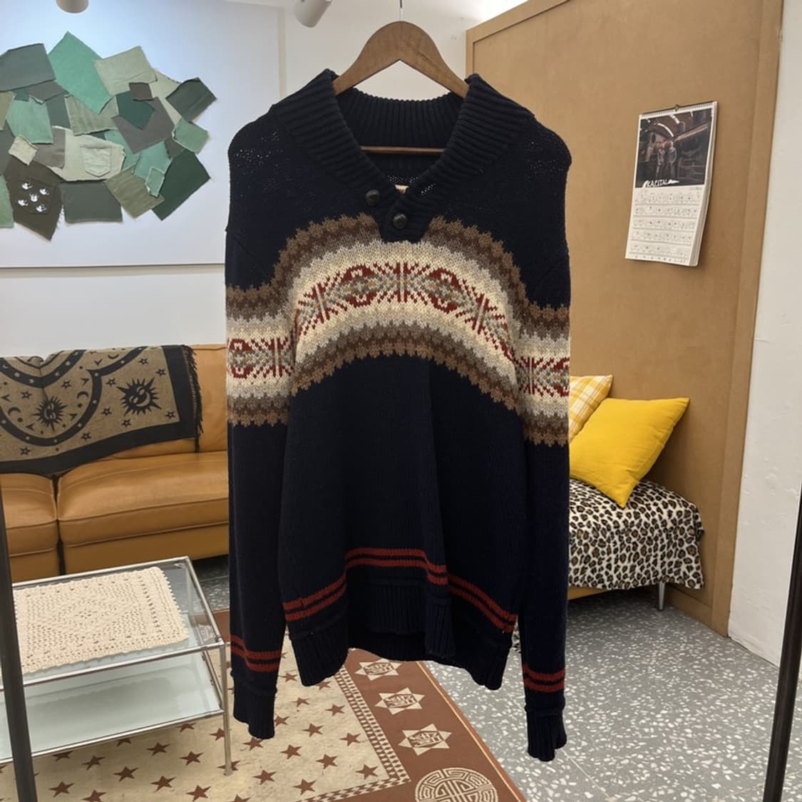 리바이스 노르딕 코위찬 숄카라 울 뜨개 니트 L C10220 상품이미지3