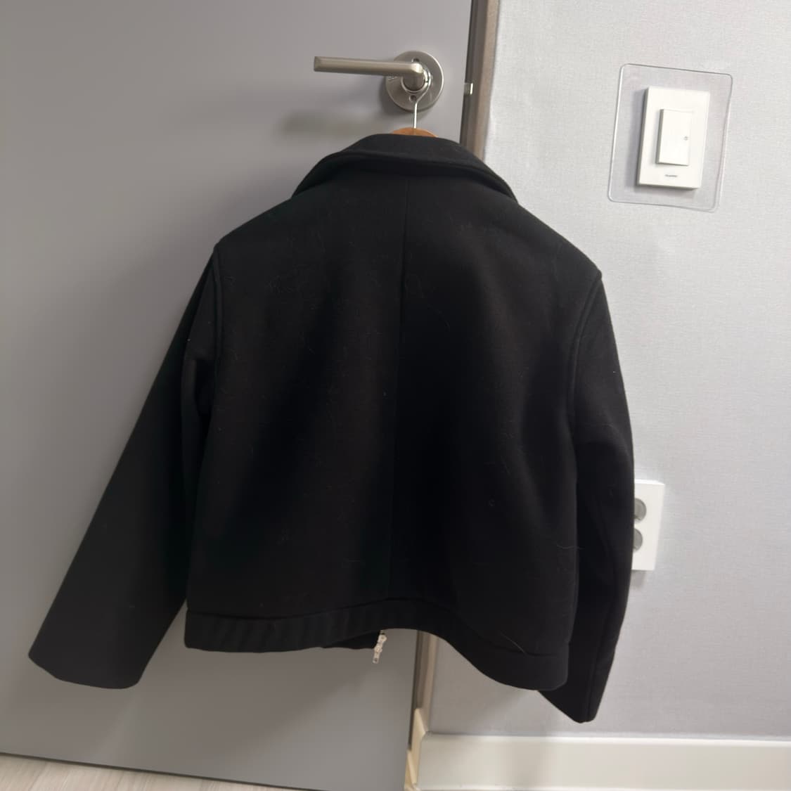 블랙 울 모직 겨울 집업 자켓 상품이미지2