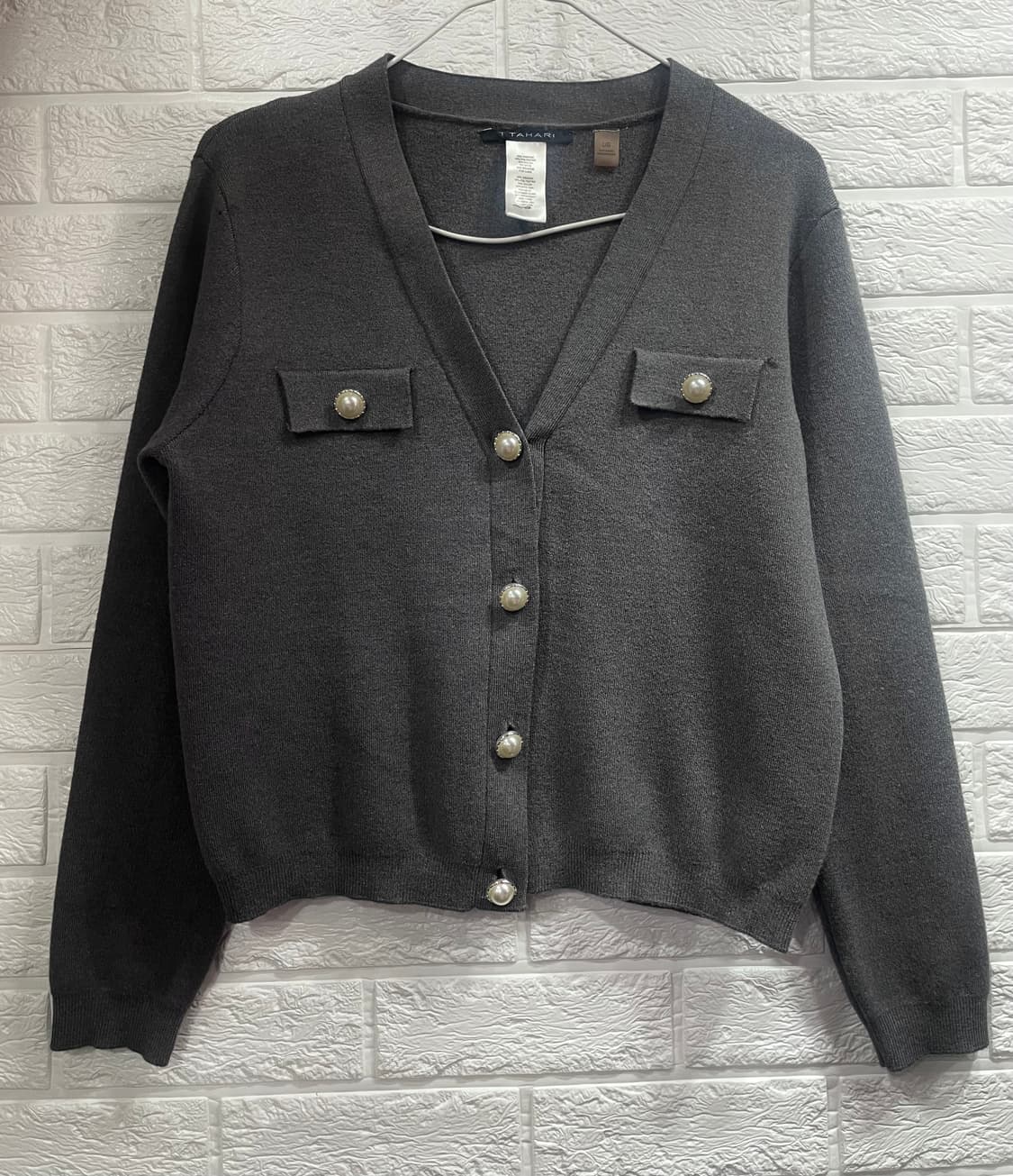TAHARI 타하리 진주단추 니트가디건 하객룩데이트룩오피스룩 상품이미지1