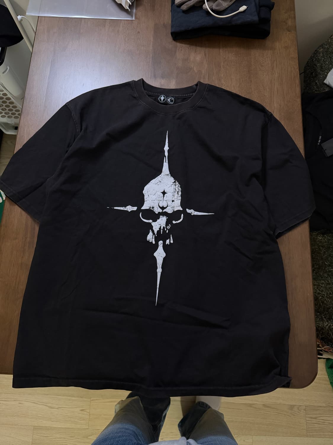 4size L) 떠그클럽 해골 티셔츠 블랙 상품이미지1