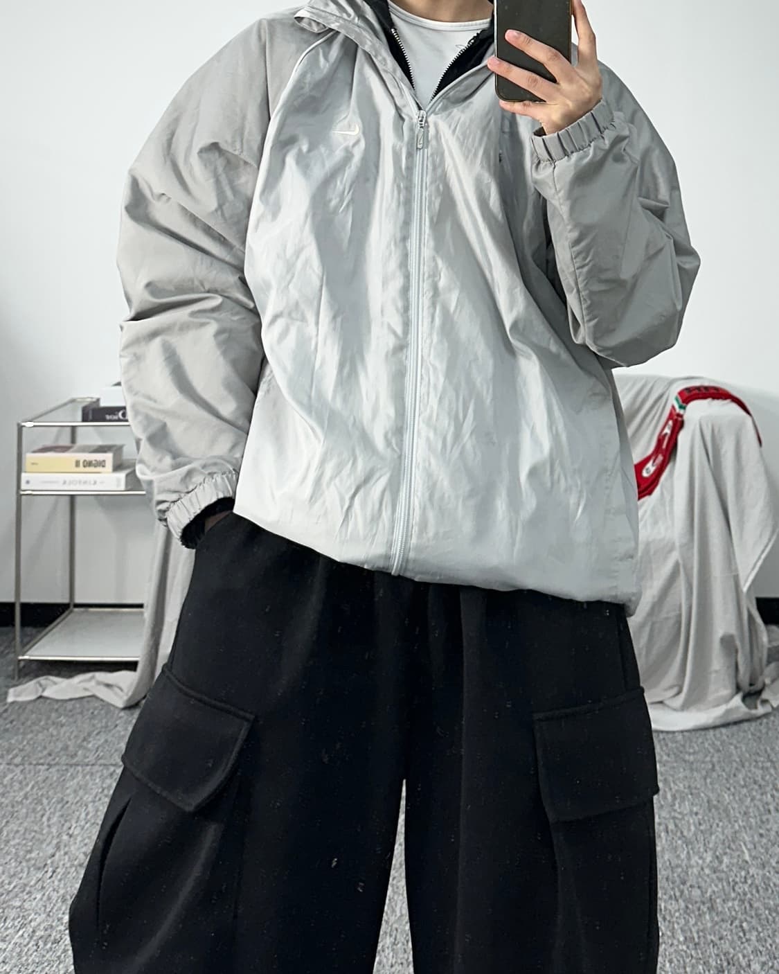 나이키 00s 그레이 배색 바람막이 XL 상품이미지3