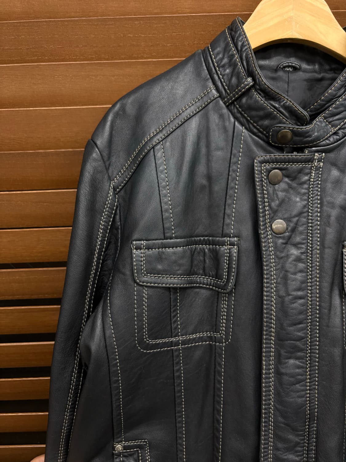 빈티지 레이싱 싱글라이더 스티치 양가죽 자켓 상품이미지4