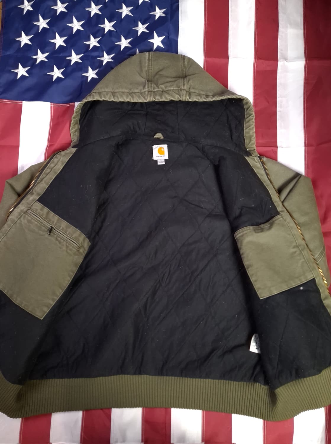 오리지날 구형 칼하트 J-130 모스그린 덕액티브 후드자켓 상품이미지9