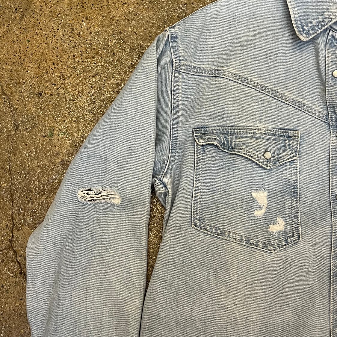 미국 빈티지 리바이스 데님 셔츠 데미지 워싱 청남방 상품이미지4