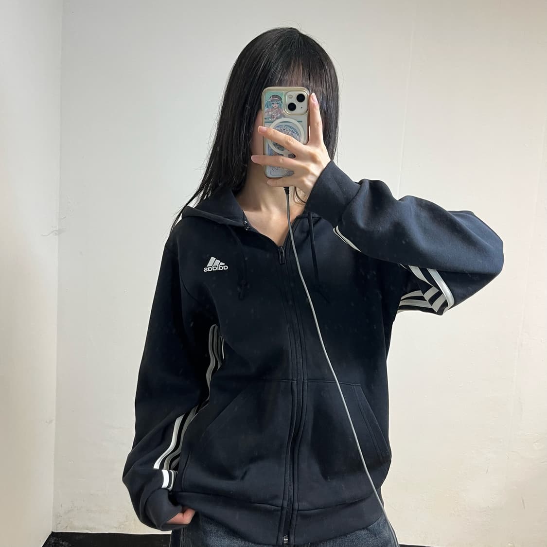 Adidas Black Hoodie Zip-Up 상품이미지1