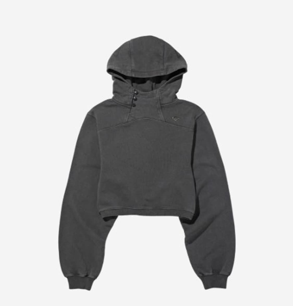 Mischief 미스치프 사이드 버튼 업 크롭 후드 워시드 차콜 상품이미지1