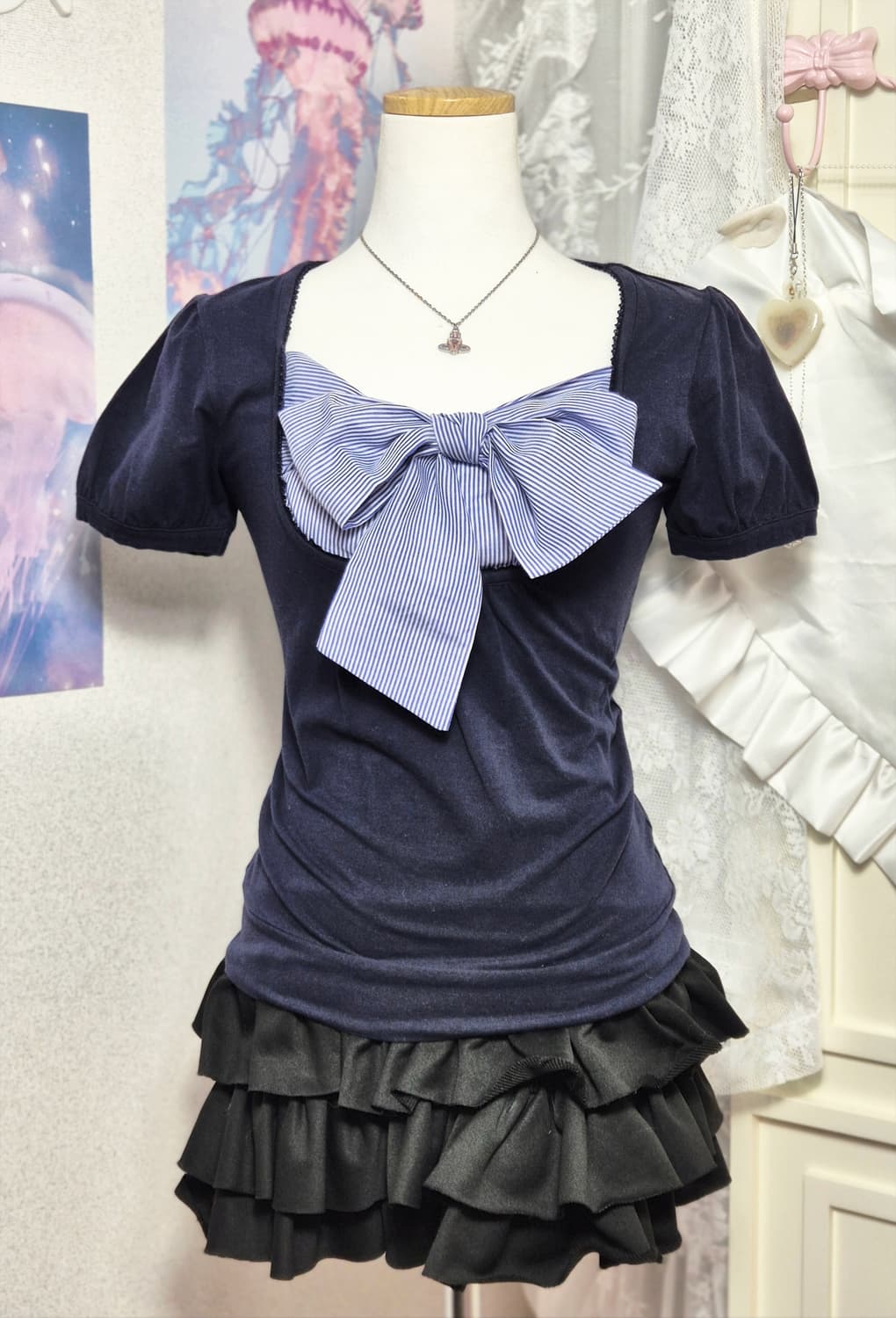 공겜여주 스트라이프 리본 로걀탑 히메가루 오네갸루 엑시즈팜 상품이미지1